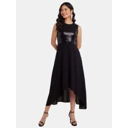 Zink London Black Embellished A-Line Dress-picture-12