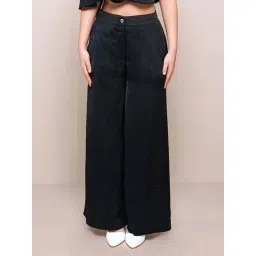 Zink London Black Plain Trousers-picture-48