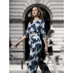 Zink London Blue Printed Flared Pants-picture-14