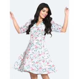 Zink London Floral Printed Fit and Flare Dress-picture-14
