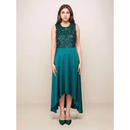 Zink London Green Sequinned A-Line Dress-picture-11