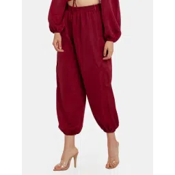 Zink London Maroon Comfort Fit Joggers-picture-33