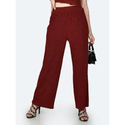 Zink London Maroon Embellished High Rise Pants-picture-36