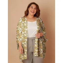 Zink London Off White & Yellow Floral Print Shrug-picture-14