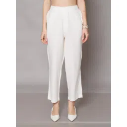 Zink London Off White Straight Fit High Rise Pants-picture-45
