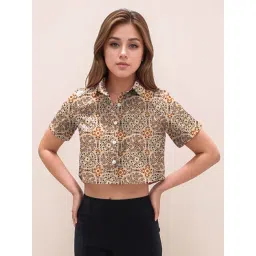 Zink London Peach Straight Fit Printed Top-picture-15