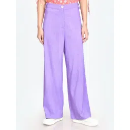 Zink London Purple Regular Fit High Rise Trousers-picture-24