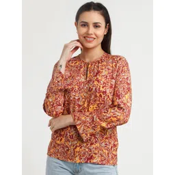 Zink London Red Floral Print Top-picture-40