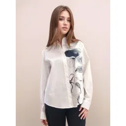 Zink London White Cotton Loose Fit Printed Shirt-picture-26
