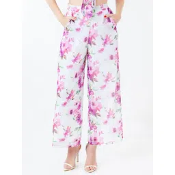 Zink London White Printed Flared Pants-picture-30