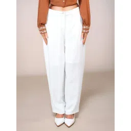 Zink London White Straight Fit Trousers-picture-33