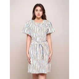 Zink London White Striped A-Line Dress-picture-47