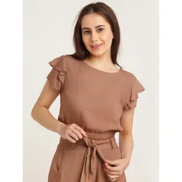 Zink London Women Brown Solid Crop Top-picture-32