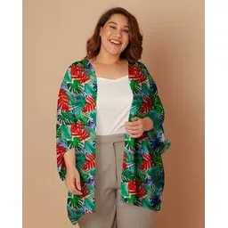 zink london Women Leaf Print Front-Open Shrug-picture-14