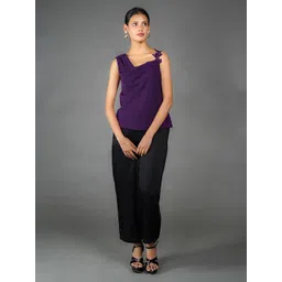 Zink London Women Solid One Shoulder Top-picture-35