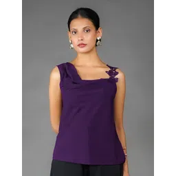 Zink London Women Solid One Shoulder Top image 3