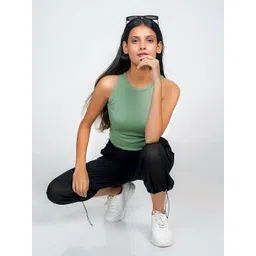 Zink London Women Solid Round Neck Cotton Top-picture-10