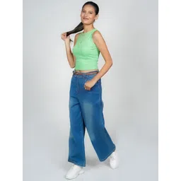 Zink London Women Solid Round Neck Cotton Top-picture-15