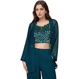 zink london Women's Green Solid Full Sleeves Shrug-picture-50