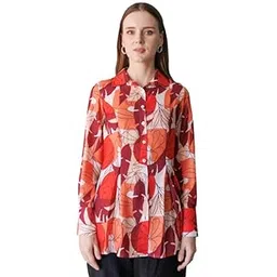 zink london Women's Off-White Floral Print Long Shirt-picture-13