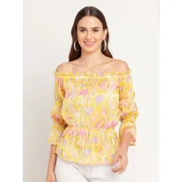 Zink London Yellow Printed Top-picture-34