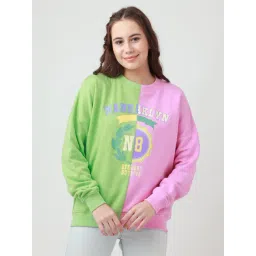 zink london zink Z Pink & Green Graphic Print Sweatshirt-picture-21