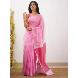 zinzraa Ethnic Motifs Zari Pure Cotton Saree image 1