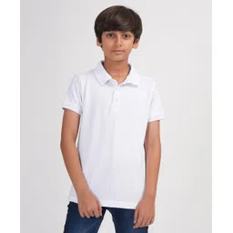 Zion Cotton Half Sleeves Solid Polo Tee - White-picture-16