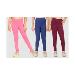 Zion Cotton Lycra Knit Pack Of 3 Solid Leggings - Multi Colour-picture-31