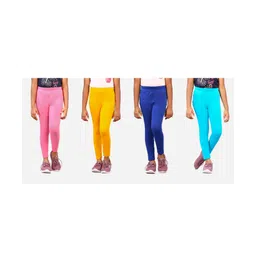 Zion Cotton Lycra Knit Pack Of 4 Solid Leggings - Multi Colour-picture-27