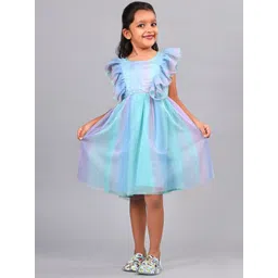 ZION Striped Flutter Sleeve Ruffled Fit & Flare Dress-picture-28