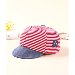 Ziory Striped Baby Summer Cap Red - Circumference 50 cm-picture-15