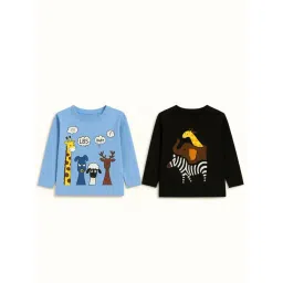 Zip Zap Zoop Boys Light Blue and Black Cotton Printed T-Shirt - Pack Of 2-picture-30