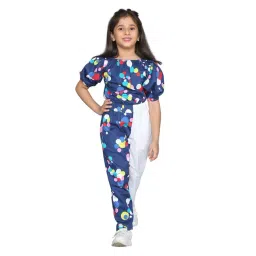 Zip Zap Zoop Girls Navy Blue Regular Fit Printed Jumpsuit-picture-45