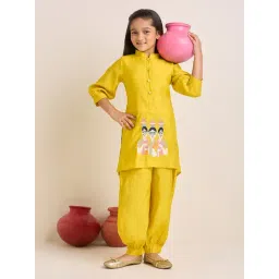 Zip Zap Zoop Girls Yellow Embroidered Kurta with Palazzo Set-picture-17