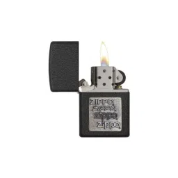 Zippo Black Crackle Gold Logo Brass Windproof Pocket Lighter-picture-43