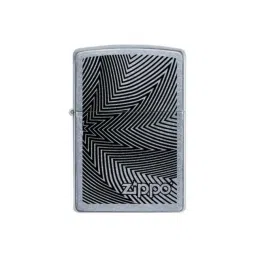 Zippo Black Lines Pattern Design With Logo Street Brass Pocket Lighter-image-47