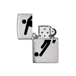 Zippo Black Soccer Player Design Brushed Brass Pocket Lighter-image-1