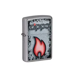 Zippo Silver Flame Design Charcoaled Edges Brass Pocket Lighter-picture-22