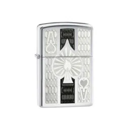 Zippo Silver Intricate Spade Design Brass Pocket Lighter-picture-36