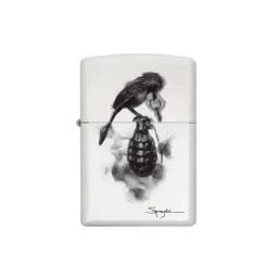 Zippo White & Black Spazuk Bird Design Brass Pocket Lighter-picture-31