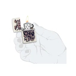 Zippo White Brass Skullshroom Design Windproof Pocket Lighter image 5