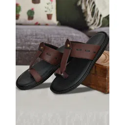 ZIRSQ Men Brown Synthetic Leather Comfort Sandals With Rubber Sole-picture-16