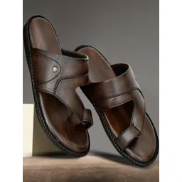 ZIRSQ Men Brown Synthetic Leather Sandals image 1