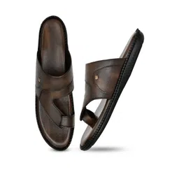 ZIRSQ Men Brown Synthetic Leather Sandals image 3