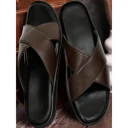 ZIRSQ Men Cross Strap Comfort Sandals (Brown , 6)-picture-23