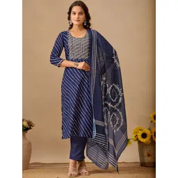 ZIRVI Women Printed Regular Kurta with Trousers & With Dupatta-picture-10