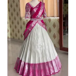 ziton ZEOUL Women's Indian Traditional Kanjivaram Silk Pure Weaving Lehenga Choli Along With Dupatta And Blouse Piece, Half Saree (Unstitched) image 2