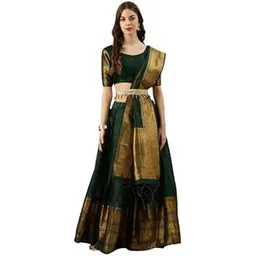 ziton ARICO MART_Women's Lehenga set Kanjivaram Silk Pure Zari Unstitched Lehanga With Regular Fit Blouse With Heavy Jacquard Zari Work Dupatta Traditional Half Saree,1041-Atrangi LEHENGA-picture-39