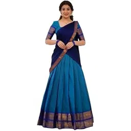 ziton Unstitched Multicolor Lehenga Set with Blouse and Dupatta | Versatile Ethnic Outfit for Women | South Indian Inspired Half Saree Look-picture-54